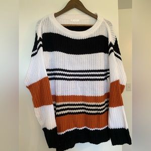 Orange / Black / White Block Stripe Sweater